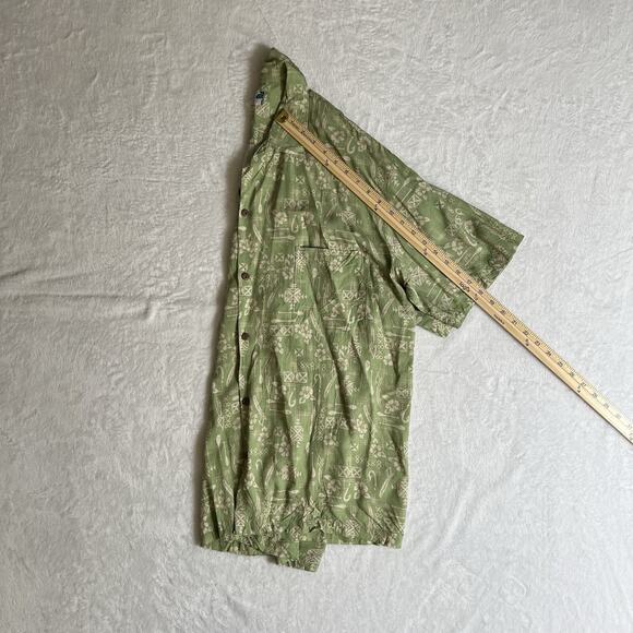 Two Palms Men's Hawaiian Shirt Size XL Green White Floral Laid Back Aloha Spirit - Picture 5 of 7